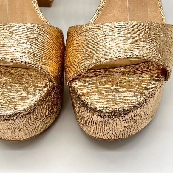 Chinese Laundry 10M‎ Asher Metallic Gold Platforms Heels Dress Sandals Shoes - Picture 5 of 14